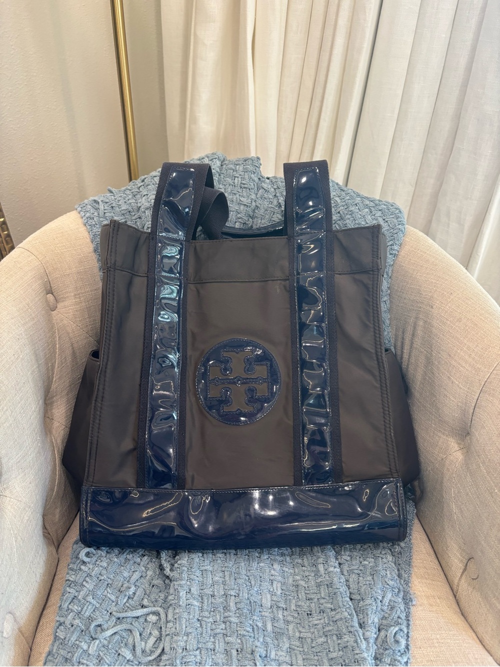 Tory Burch Nylon & Patent Tote